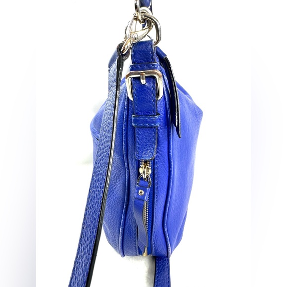 Kate Spade Blue Pebbled Leather Medium Crossbody Bag Zip Around Expandable - Picture 9 of 11